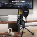 Wireless Microphone with ANC Noise Cancellation, RGB Lighting, Gooseneck Tripod, Dual Mode Wireless/USB-Cfor Live Streaming, Recording, Computers & Phones