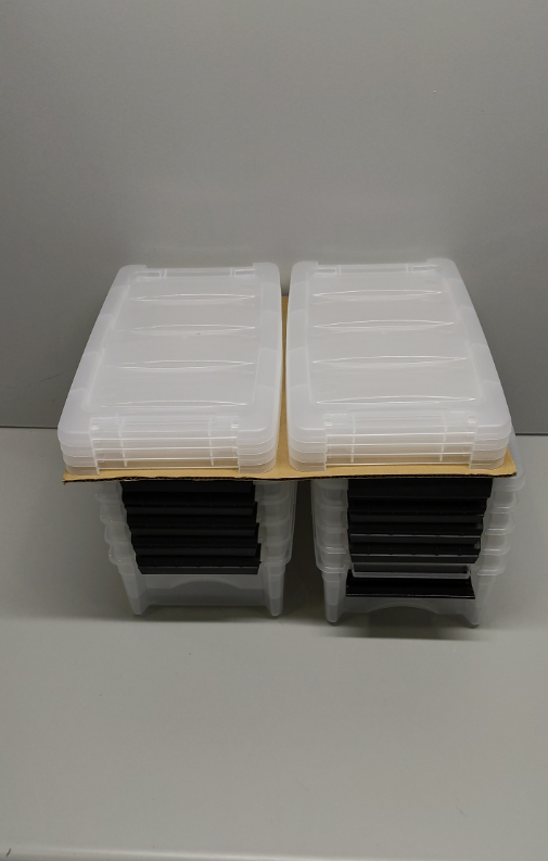 IRIS USA 6 Qt Stackable Plastic Storage Bins with Lids, 10 Pack - BPA-Free, Made in USA - Discreet Organizing Solution, Latches, Durable Nestable Containers, Secure Pull Handle - Pearl