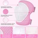 Kids/Youth Knee Pads and Elbow Pads Set with Wrist Guard 3 in 1 Kids Protective Gear Set for 3-14 Years for Skateboarding, Skiing, Cycling, BMX Biking, Running, Scooter (Pink, M（7-14Years))