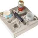 Couch and Bed Cup Holder Pillow, Sofa Refreshment Tray for Drinks/Remote Control/Snacks Holder (Beige)