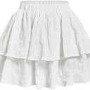 GORGLITTER Women's Layered Y2k Ruffle Mini Skirt A Line Flowy High Waisted Tiered Cute Skater Skirts (White)