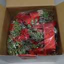 Dingion 6 Pcs 6" Christmas Mini Cabinet Wreaths Norfolk for Kitchen with Ribbon Bows Red Berry Norfolk Pine Small Window Wreath Hunging Ornament for Window Door Farmhouse Christmas Party Decorations