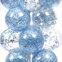 Sea Team Shatterproof Clear Plastic Christmas Ball Ornaments Decorative Xmas Balls Baubles Set with Stuffed Delicate Decorations (70mm/2.76 inch 24-Pack, Babyblue)