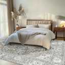 Area Rugs for Living Room - 8x10 Area Rugs, Machine Washable Rugs 8x10, Non-Slip, Stain Resistant Soft Boho Vintage Large Carpet Low Pile Thin Rugs for Living Room Bedroom (Gray/Mint Green)