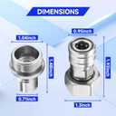 Tool Daily Garden Hose to Pressure Washer Adapter, 3/4 GHT Female to 1/4 Quick Connect, 3/4 GHT Male to 1/2 Quick Plug, Stainless Steel, 2 Pcs
