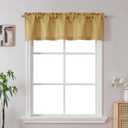 Gwine Gold Valance for Windows, Light Filtering Faux Linen Textured Kitchen Valance for Window, Rod Pocket Small Short Curtain for Bathroom Laundry Room Basement, 60Wx14L inch, 1 Piece
