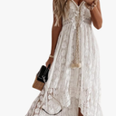 CUPSHE Women's Summer Dresses Sleeveless Lace Casual Tassel Beach Spaghetti Straps Flowy Maxi Sun Dress XL