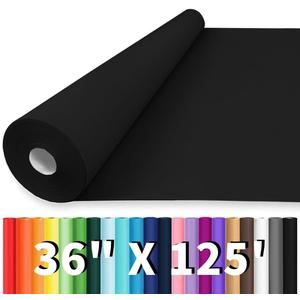 Vanhench 36"x1500" (125') Black Wrapping Paper, Solid Color Kraft Paper Roll for Bulletin Board Poster Construction, Art Crafts, Birthday, Flower Bouquet, Gift Wrapping Paper 80GSM 55LB