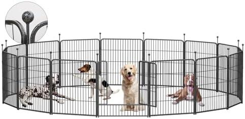 Dog Playpen,40 Inch Height in Heavy Duty, Folding Indoor Outdoor Anti-Rust Dog Exercise Fence, Portable Pet Playpen with Door for Large Medium Small Dogs and Pet (16 Panels, 32 Inch)