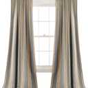 Lush Decor Julia Stripe Curtains | Light Filtering Striped Window Panel Set for Living, Dining, Bedroom (Pair), 84” x 52”, Gray