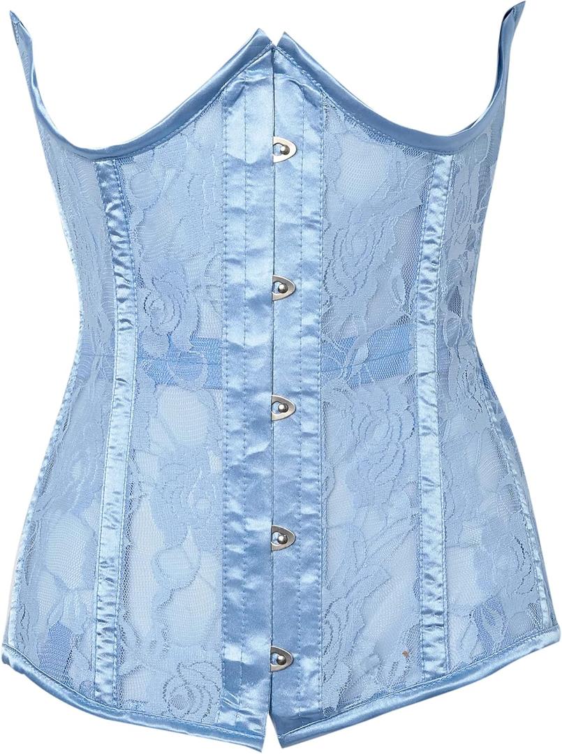 Daisy Corsets Women's Lavish Lt Blue Sheer Lace Underwire Open Cup Underbust Corset, XLarge Daisy Corsets Women's Lavish Lt Blue Sheer Lace Underwire Open Cup Underbust Corset, XLarge