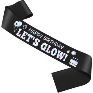 Black Satin Birthday Sash for Adults Luminescent Party Accessory Celebration Ornaments for Women Anniversary Favors Gifts for Sister Wife Coworker