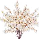 12 Pcs Artificial Cherry Blossom Flowers 40" Faux Silk Cherry Blossom Stems Fake Real Touch Peach Branches for Wedding Home Garden Japanese Decor Ivory White