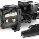 Acquaer 1HP Shallow/Deep Well Jet Pump, Cast Iron Convertible Pump with Ejector Kit, Well Depth Up to 25ft or 90ft, 115V/230V Dual Voltage, Automatic Pressure Switch