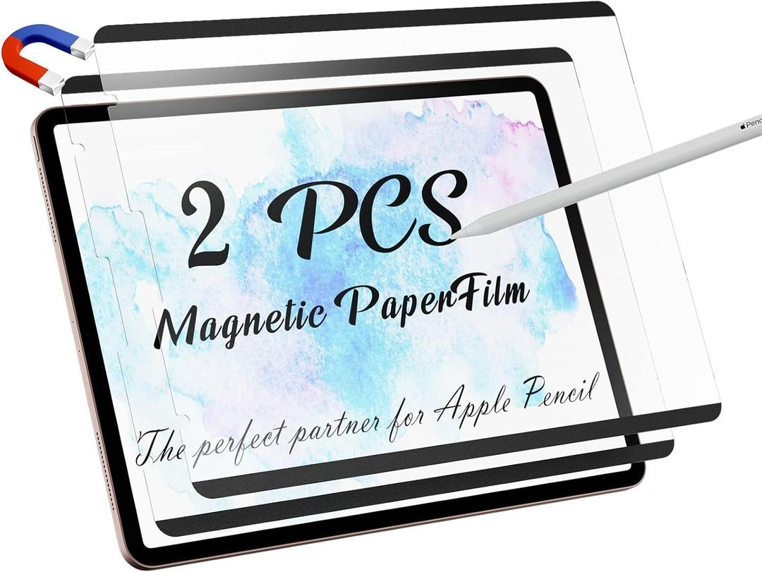 Peslv 2 Pack Magnetic Screen Protector for iPad Air 5th 4th & iPad Pro 11"(2018-2022) Feel Like Writing Drawing On Paper, Removable Matte Anti Glare