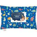 Toddler Pillow with Pillowcase - 13x18 My Little Dreamy Kids Travel Bed Pillows for Sleeping, Organic Cotton Small Pillowcase, Soft & Breathable, Machine Washable, Toddlers 2-5 Years Old, DinoWorld 