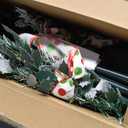 Pre Lit Pop Up Christmas Tree with Lights, 6FT Flocked Pre Decorated Collapsible Christmas Tree with Ribbons, Christmas Ornaments, Bow, Pouch for Home Office Party Holiday Decor