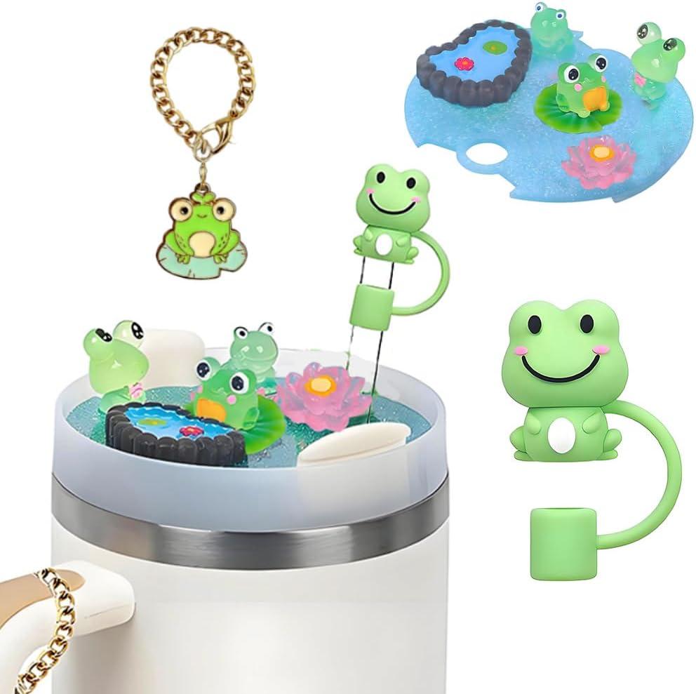 2 x Compatible with Stanley Cup Lid Accessories Charms,Cup Lid Decorative Accessories for Stanley Cups H2.0 30Oz 40Oz Tumbler (Frog1, 40Oz)