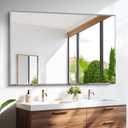 55x36 Large Beveled Mirror, Frameless Beveled Bathroom Mirrors for Over Sink, Upgraded Shatterproof Beveled Frameless Vanity Mirror for Bathroom,Bedroom,Living Room and Entryway