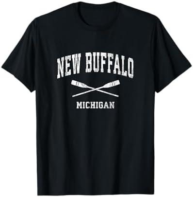 New Buffalo Michigan Vintage Nautical Paddles Sports Oars T-Shirt L