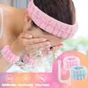 Face Wash Set - Headband, Absorbent Microfiber Wristbands with Holder for Washing Face, Spa Wrist Scrunchies (2 Sets, Blue and Pink)