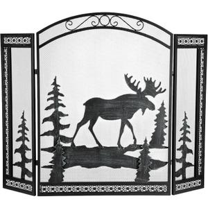 Stanbroil Metal Fireplace Screen, 3 Panel Fireplace Screen with Spark Guard Grate for Fireplace Indoor Use, 43/26" W x 34" H