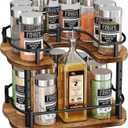 Lazy Susan Organizer Spice Rack - Spice Organization for Cabinet Height Adjustable Rotating Lazy Turntable, Pantry Kitchen Wood Revolving Seasoning Organizer (Vintage, 9 Inch)