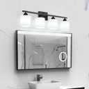 Mecgirn Milk Glass Vanity Lights for Bathroom, 4 Light Matte Black Bathroom Light Fixtures Over Mirror, Ceramic E26 Sockets Wall Mounted