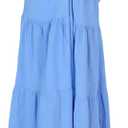 Women's Casual Halter Tiered Vacation Maxi Dress with Pockets (Medium, Azure)