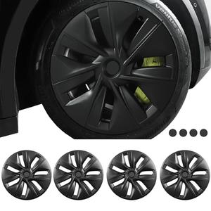 FORAUTOMOD Tesla Model Y 19 Inch Wheel Covers, Matte Black, 4 Pcs, ABS Material, Snap-On, Fits Tesla Model Y, 19-inch Wheel Compatible