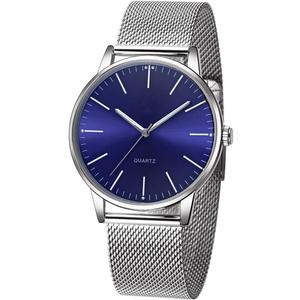 SENRUD Men's Watch Ultra-Thin Minimalist Stainless Steel Mesh Strap Fashion Casual Waterproof Wrist Watch for Men