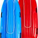 Toboggan Snow Sled for Adults, 48in Plastic Sleds with Pull Rope and 4 Handles, Outdoor Plastic Snow Sled for Kids and Adults