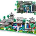 Micro Mini Chinese Architecture of Suzhou Garden with Cherry Blossom Tree Building Blocks Set with LED Light, Botanical Collection Building Set for Adults, 14+ Teens (3888 Pcs)