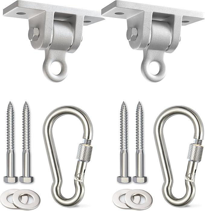 Jungle Gym Kingdom Swing Set Hangers  2 Heavy Duty Brackets with Locking Snap Hooks for Porch, Patio, Playground  Indoor/Outdoor Hardware & Accessories