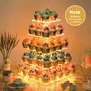 YestBuy 5 Tier Cupcake Stand for 60 Cupcakes,Clear Acrylic Cupcake Tower with Yellow LED Lights and 4.7" Clear Tiers, Perfect for Weddings, Birthdays and Dessert Tables