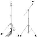 Hi Hat Stand + Boom Cymbal Stand Set, Dual Braced 3-Leg Adjustable Hi-Hat Cymbal Stand with Smooth Pedal, Adjustable Boom Cymbal Stand for Drum Hardware for Mounting Crash, Ride, Splash Cymbal