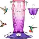 Kingsyard Hummingbird Feeders for Outdoors Hanging, 20 Ounce, Glass Hummingbird Feeder with Ant Moat & 6 Bee Guard Feeding Ports, Leak-Proof, Pink & Purple