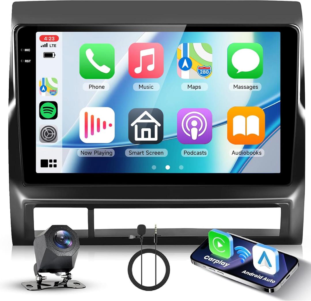 [4G+64G] Stereo for Toyota Tacoma 2005-2015 Android Car Radio with Wireless Carplay Android Auto, Hodozzy 9 inch Touch Screen with GPS, Mirror Link, Bluetooth, WiFi, 32EQ, FM/RDS Radio