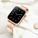 Mosonio Dressy Jewelry Bracelet Bands Compatible with Apple Watch Band 46mm 45mm 44mm 49mm 42mm 41mm 40mm 38mm for Women, Cute and Stylish Diamond Metal Strap for iWatch Series 11 10 9 8 7 6 5 4 3 2 1 SE Ultra