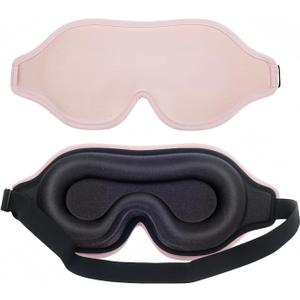 3D Contoured Sleep Mask for Women Complete Blackout Eye Cover for Men Adjustable Strap Ice Silk Lycra Ergo Eye Mask for Sleeping Travel Nap Meditation Zero Pressure Breathable Comfortable (Pink)