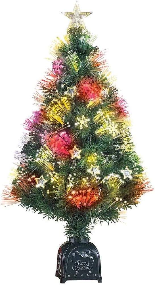 Rotating Fiber Optic Tabletop Christmas Tree
