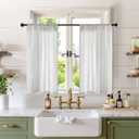 BGment Light Grey Short Linen Curtains 36 Inch Length for Window - Rod Pocket Small Drapes Light Filtering for Cafe Bedroom Decorative Lightweight Natural Rustic, 2 Panels Set, 30 X 36 Inch