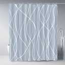Punkray Light Blue Shower Curtain for Bathroom with Hooks, Shower Curtain Set, White Stripe Bath Curtains Decorative Shower Curtains Water Repellent Washable, 72 x 72