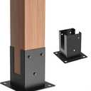 ORIGLE 4×4 Post Base 2Pcs,Inner Size 3.58"x3.58" Post Brackets, Heavy Duty Powder-Coated Post Anchor Matte Black Wood Post Brackets for Pavilion Deck Railing