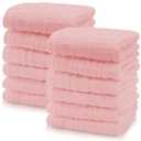 Cute Castle 12 Pack Muslin Baby Washcloths - Large 12'' by 12'' - Ultra Soft 100% Cotton - Super Absorbent Burp Cloths for Unisex, Boy, Girl -Pink