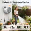 Retractable Garden Hose Reel, 1/2 Inch x 85 ft Wall Mounted, Heavy Duty Garden Hose Reel with 9 Patterns Nozzle, Any Length Lock, Upgraded Slow Return System and 180°Swivel Bracket (1/2" 85FT)