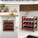 Wine Rack Free Standing Floor, 6-Tier 24 Bottles Display Wine Storage Shelves with Table Top, Easy-Assembly Freestanding Bamboo Wine Racks for Kitchen Dining Room Bar, Walnut