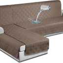 TAOCOCO Waterproof Sectional Sofa Covers 3pcs L Shaped Couch Covers Reversible Chaise Lounge Slipcover Pet Covers for Sectional Sofa L Shape Furniture Protector with Elastic Straps(X-Large, Taupe)