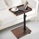 C Shaped End Table for Couch, Adjustable C Shaped Side Table with Wheels, Anti Fall Measures TV Trays Table for Eating, Sofa, Bedroom, Living Room