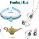 Princess Costume Accessories  Arabian Princess Dress-Up Jewelry Set with Magic Lamp, Headband, Necklace, Earrings & Ring  Halloween Cosplay Supplies, Birthday Gifts